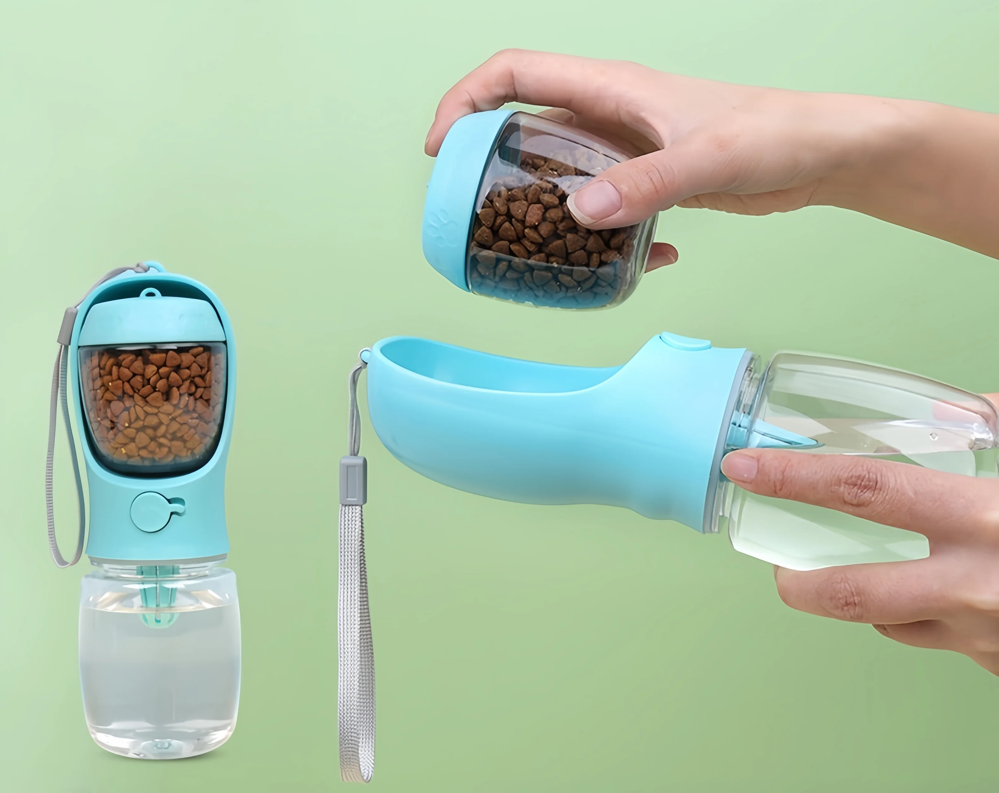 DUOPET 2-in-1 Draagbare Drinkfles & Voercontainer