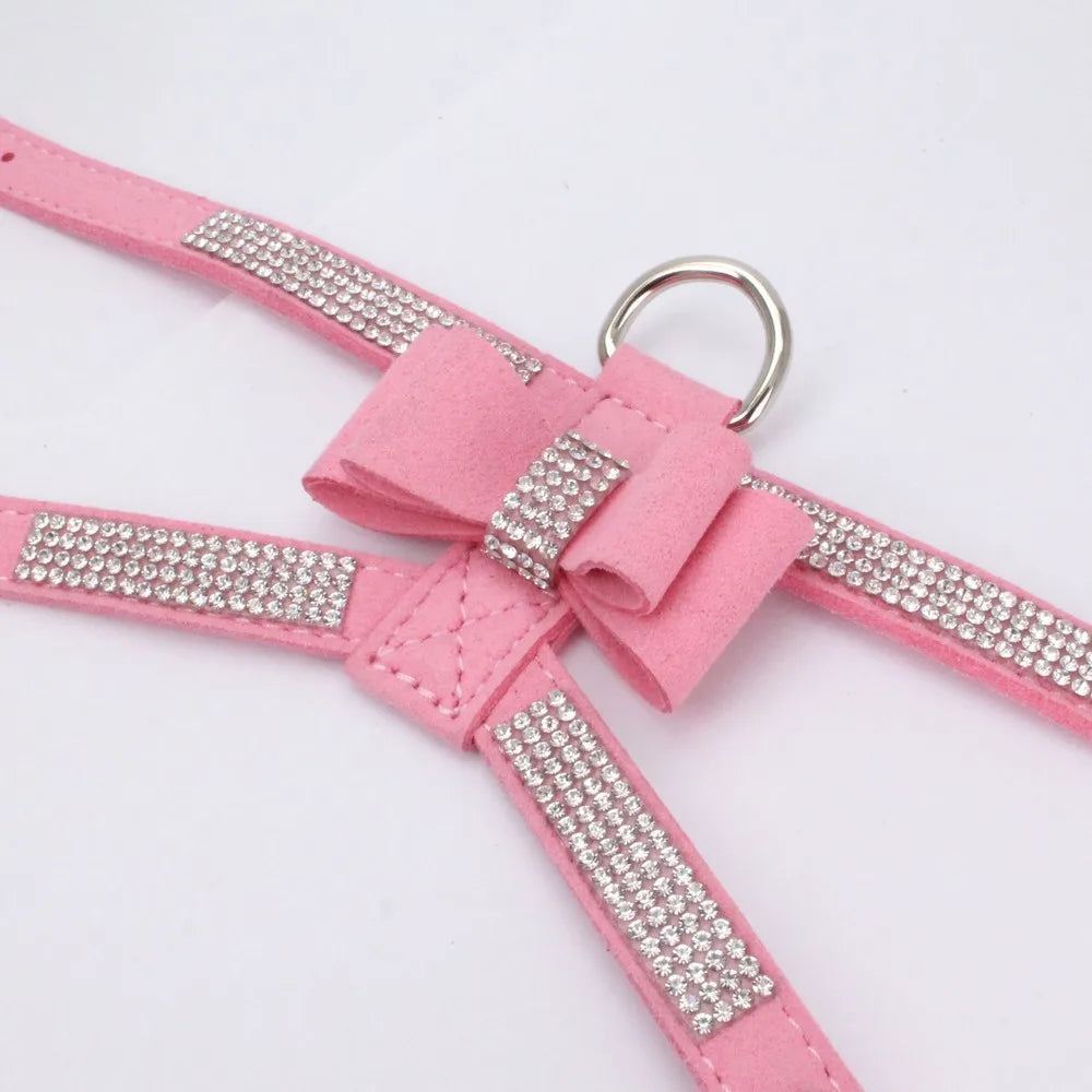 VelvetBow Luxe Honden- & Kattenharnas met Strass Vlinderstrik