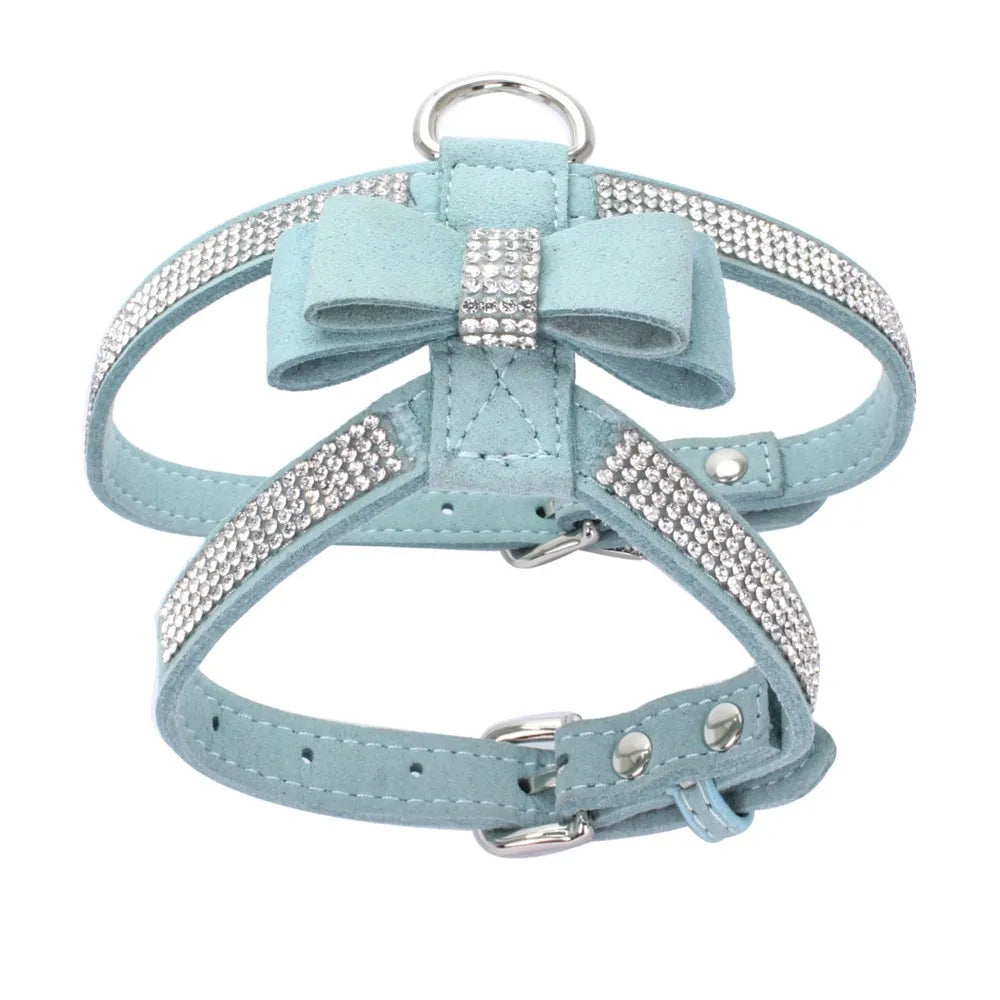 VelvetBow Luxe Honden- & Kattenharnas met Strass Vlinderstrik