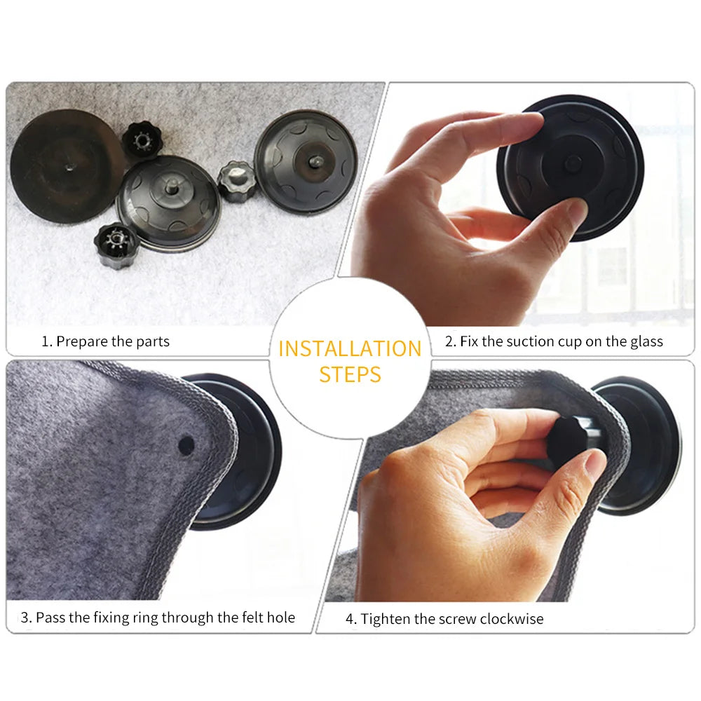 Kattenraamhangmat Fluweel & Vilt – 67×25 cm – Zuignap – 20 kg Draagkracht