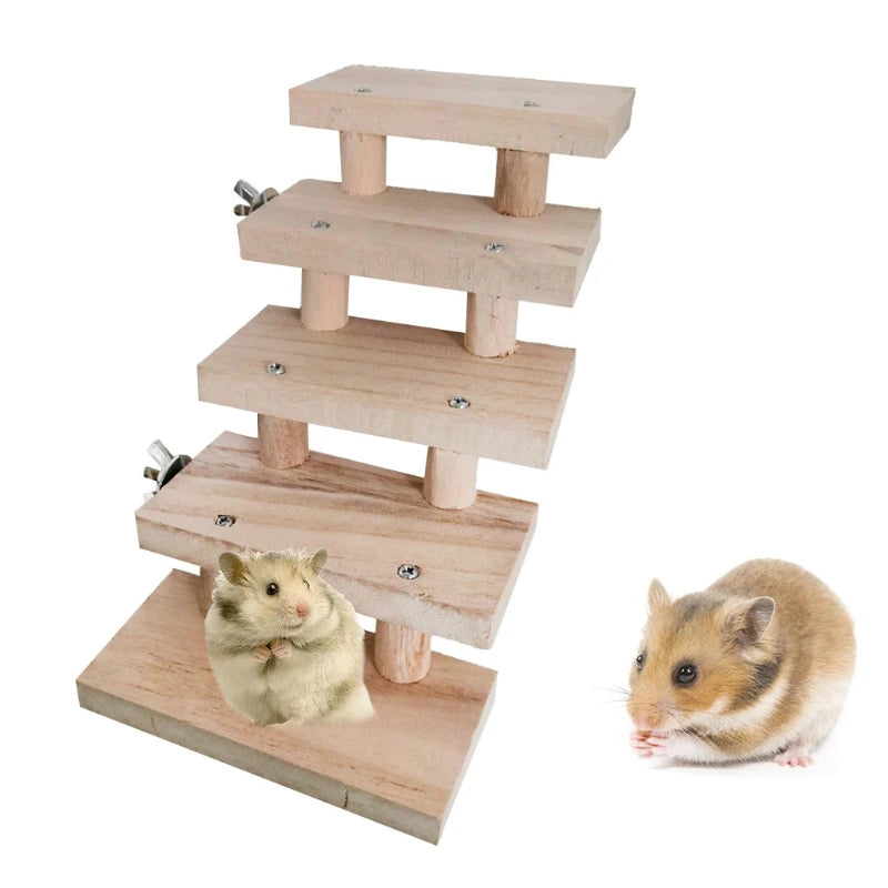 Houten hamsterladder meerlagig – 3 t/m 8 lagen – houtkleur