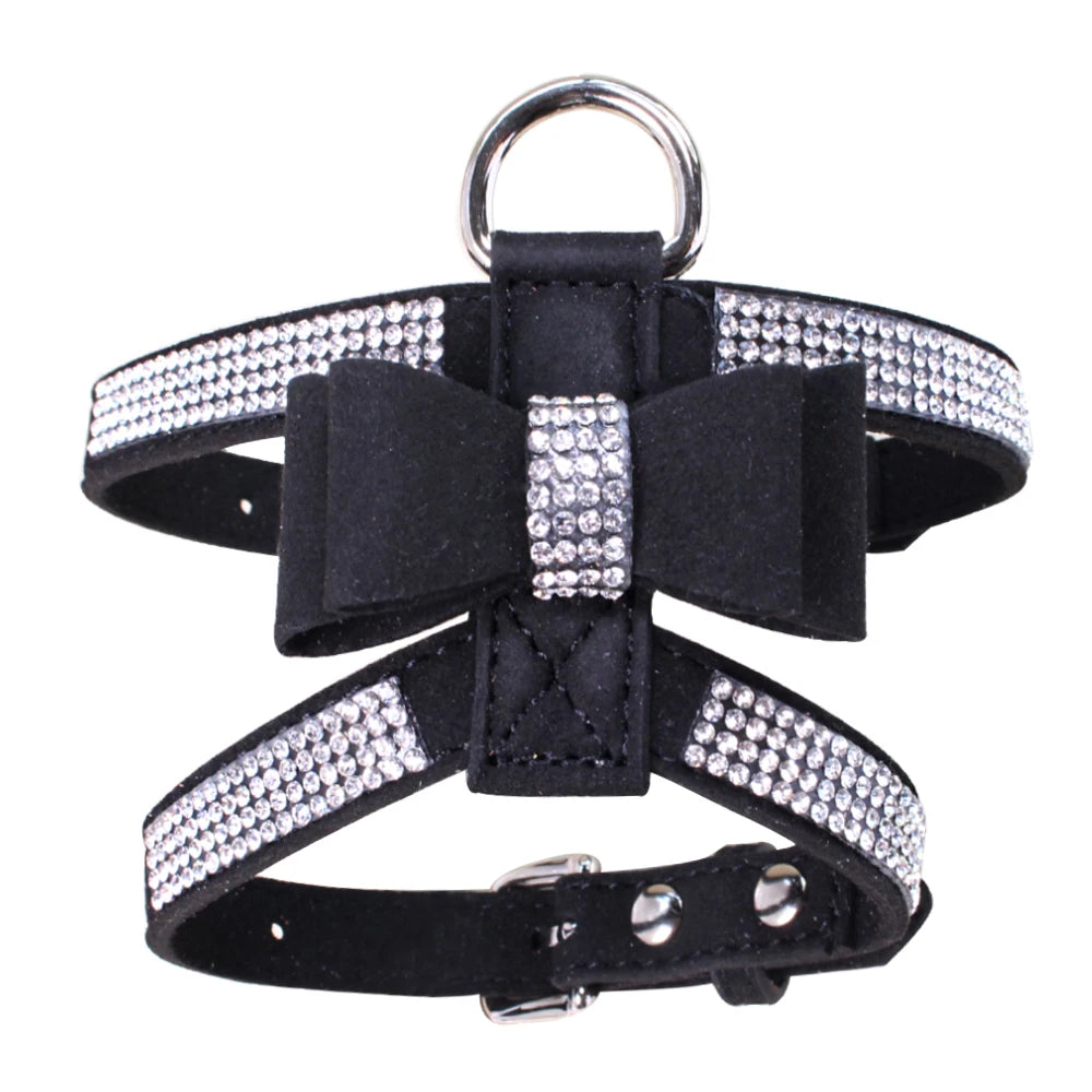 VelvetBow Luxe Honden- & Kattenharnas met Strass Vlinderstrik