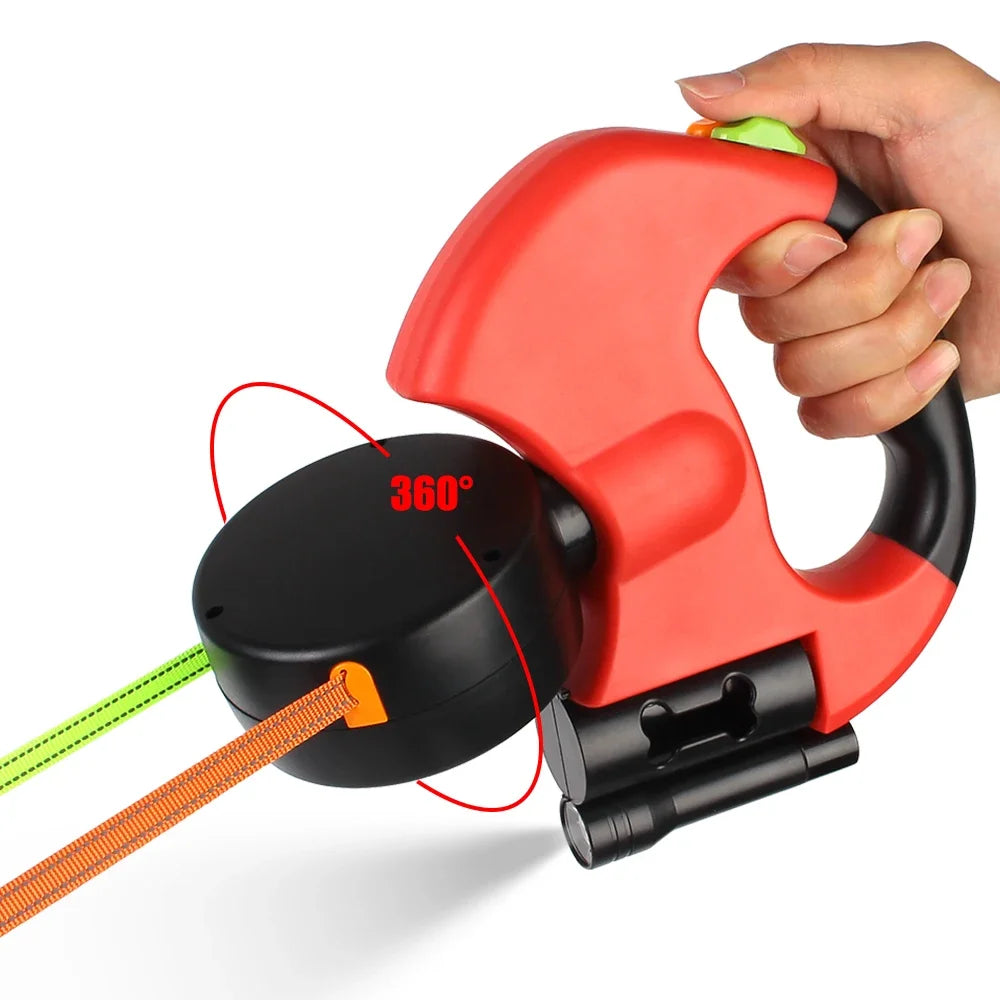 DuoWalk 3M Automatische Hondenriem met Zaklamp & Poepzakhouder