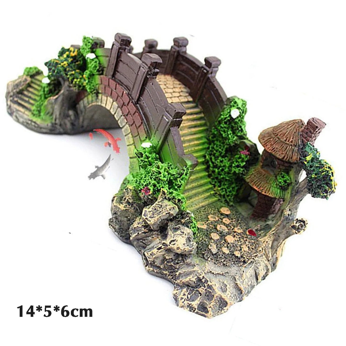 Hars aquarium brug ornament