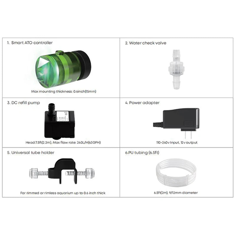 Automatisch aquarium bijvulsysteem 12V – ATO sensor – 74 GPH pomp