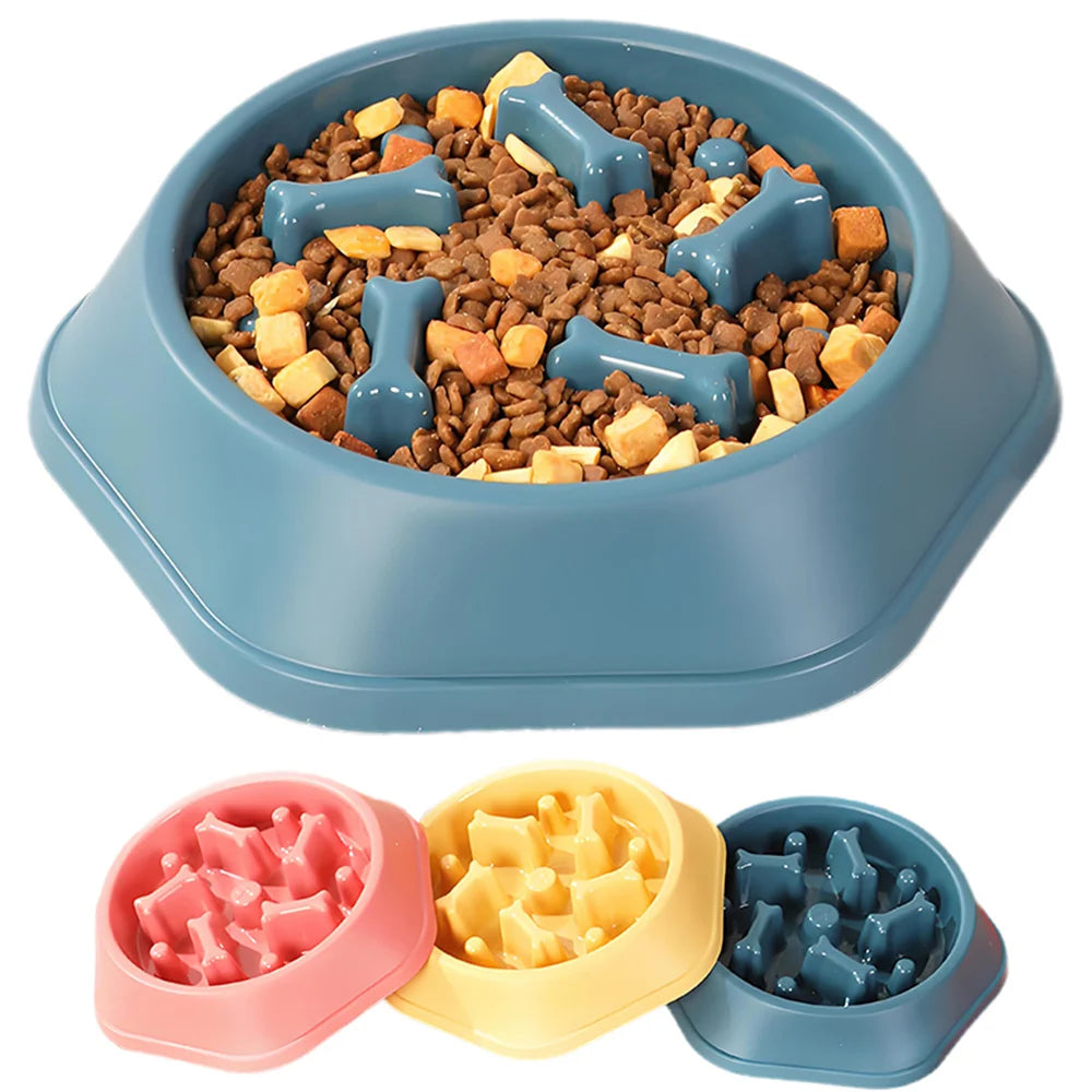 Slow Feeder Hondenbak – Anti-Schrok, BPA-vrij Plastic, Ø20cm Blauw