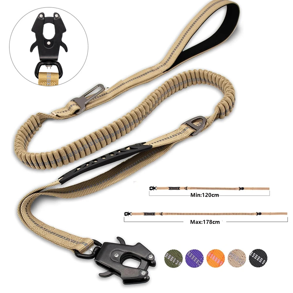 TACTIGRIP Reflecterende Schokabsorberende Hondenriem met Autogordel – Voor Krachtige en Actieve Honden