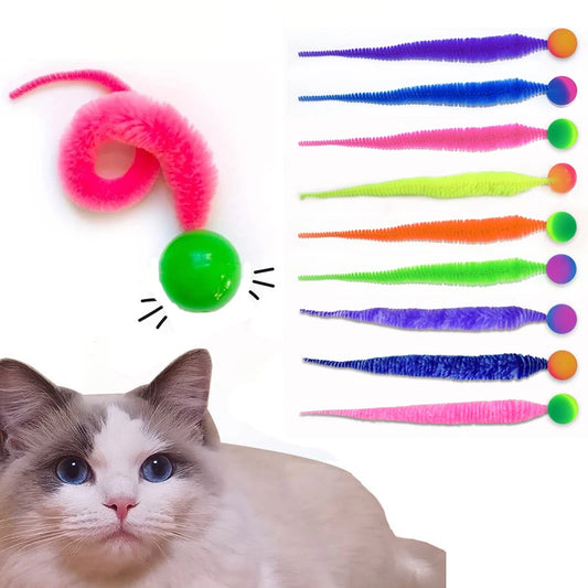 Interactieve Kattenballen met Staart – Set van 5 Rubber & Textiel