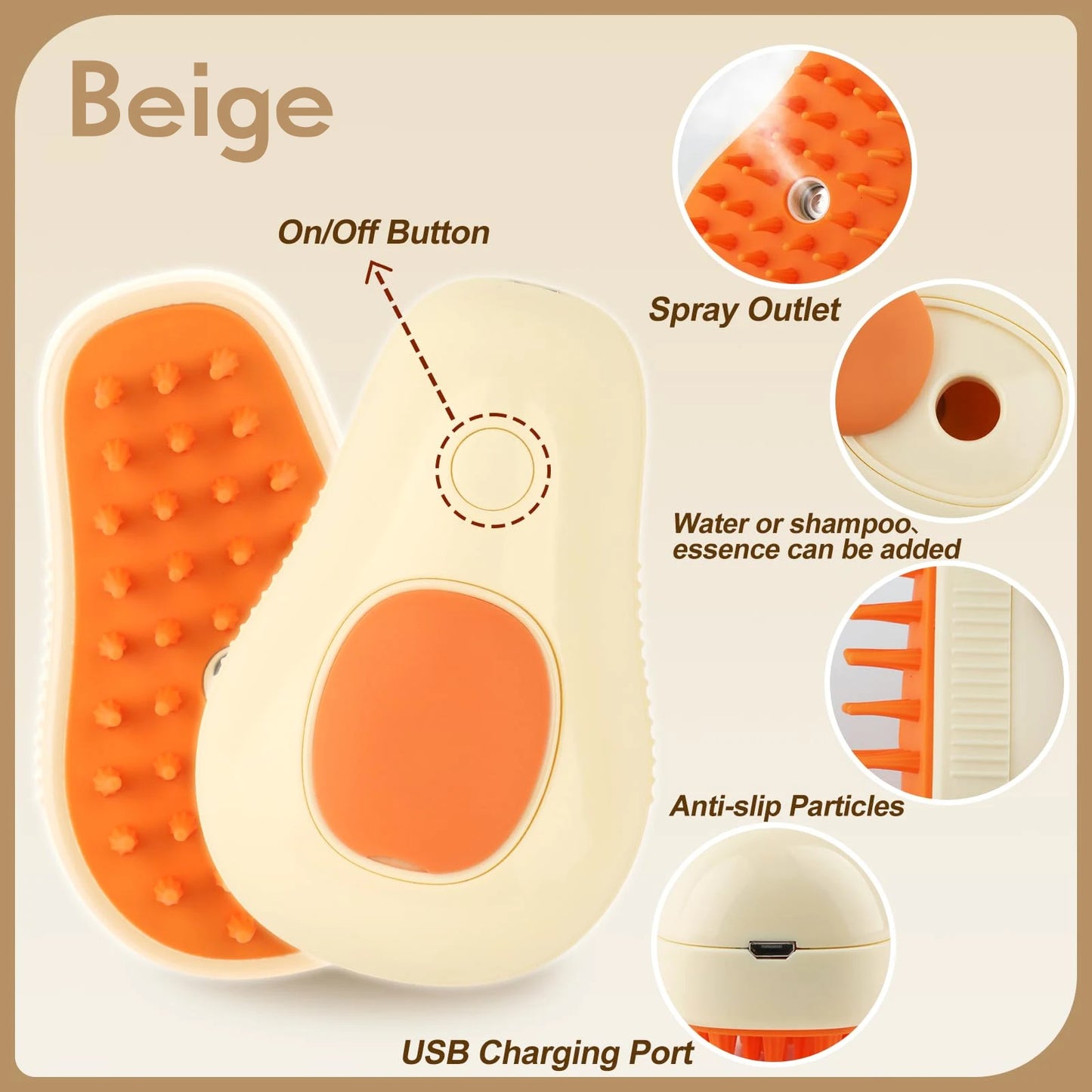 3-in-1 Stoom Huisdierborstel – Elektrische Kat & Hond Verzorgingsborstel