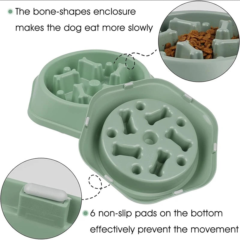 Slow Feeder Hondenbak – Anti-Schrok, BPA-vrij Plastic, Ø20cm Blauw