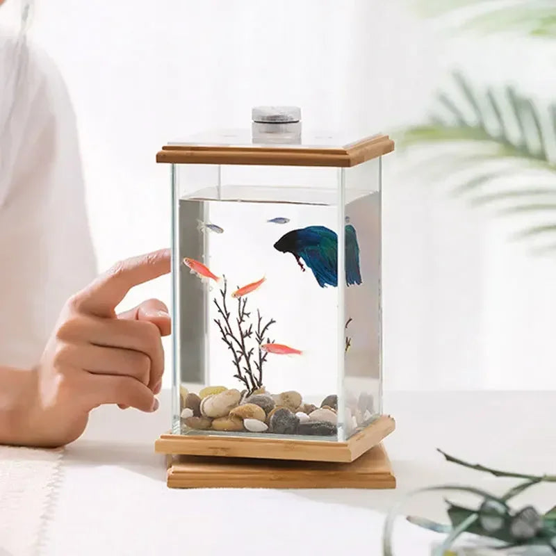 AquaGlow LED Cilindrisch Mini Aquarium