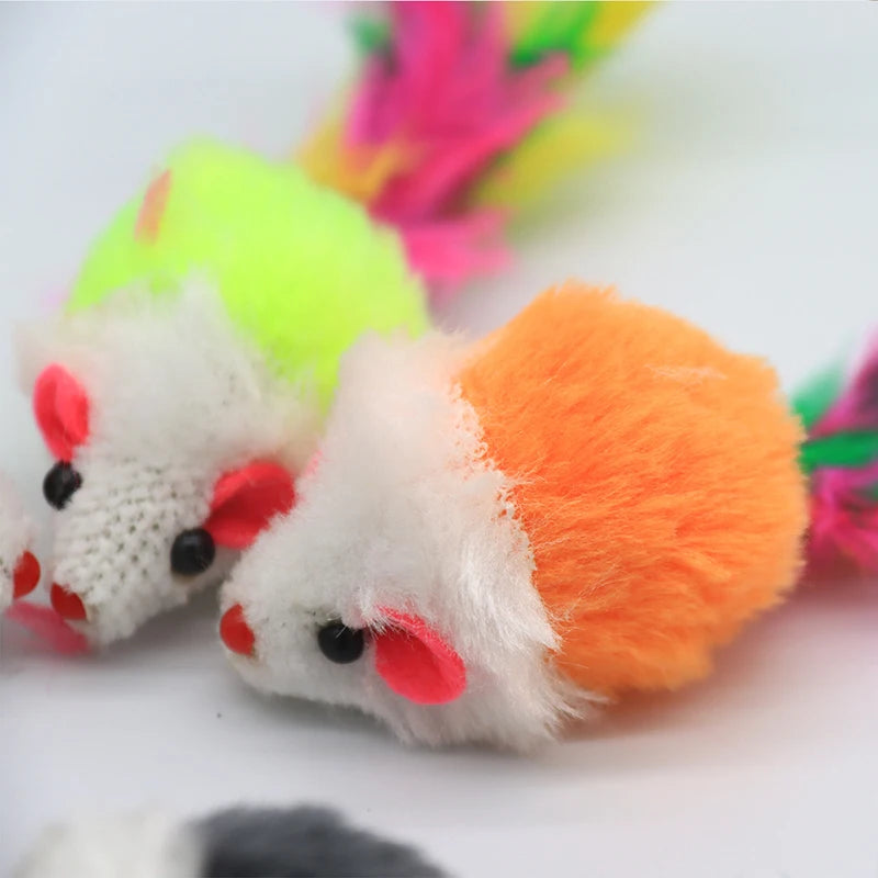 FurryHunt Speelmuizen voor Katten – Konijnenbont Look, Veertjes & Regenboogdesign