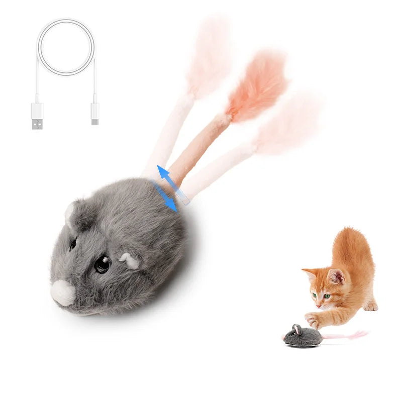 Oplaadbare Bewegende Kattenmuis met Staart en Geluid – 3 Modi