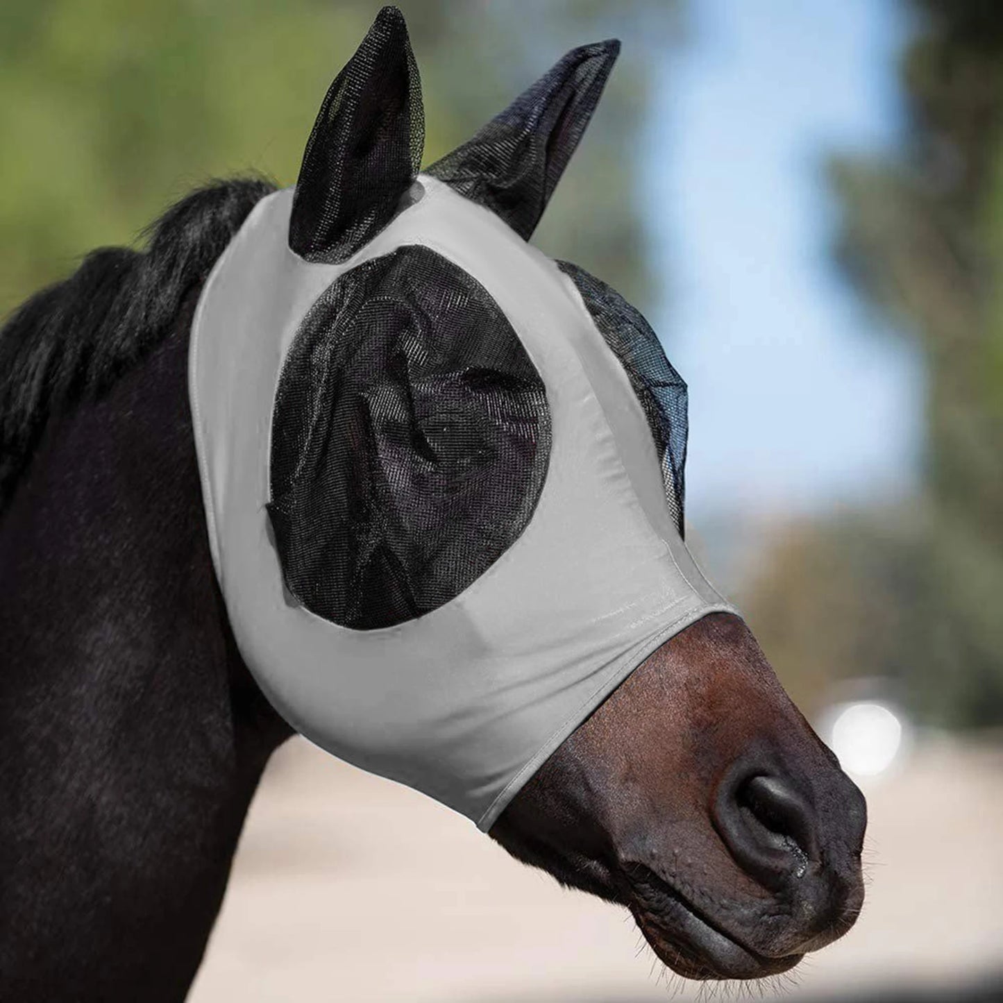 AeroShield 3D – Ademend Vliegenmasker voor Paarden met Oorbescherming & Oogbescherming