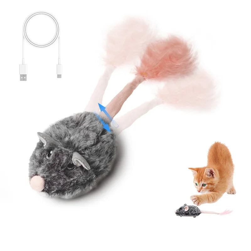 Oplaadbare Bewegende Kattenmuis met Staart en Geluid – 3 Modi