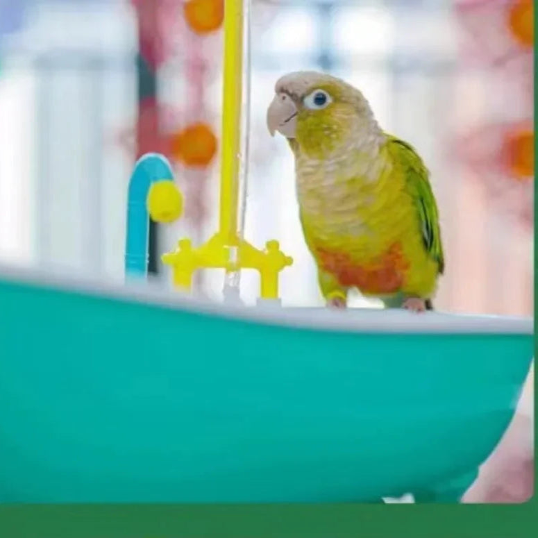 Papegaaiendouche automatisch – Kunststof badspeelgoed roze of groen