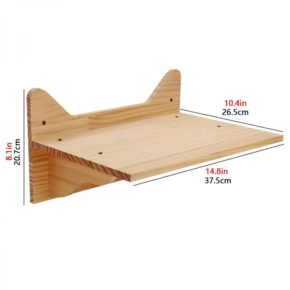 Wandmontage Kattenklimrek Hout – met Krabgedeelte & Nest