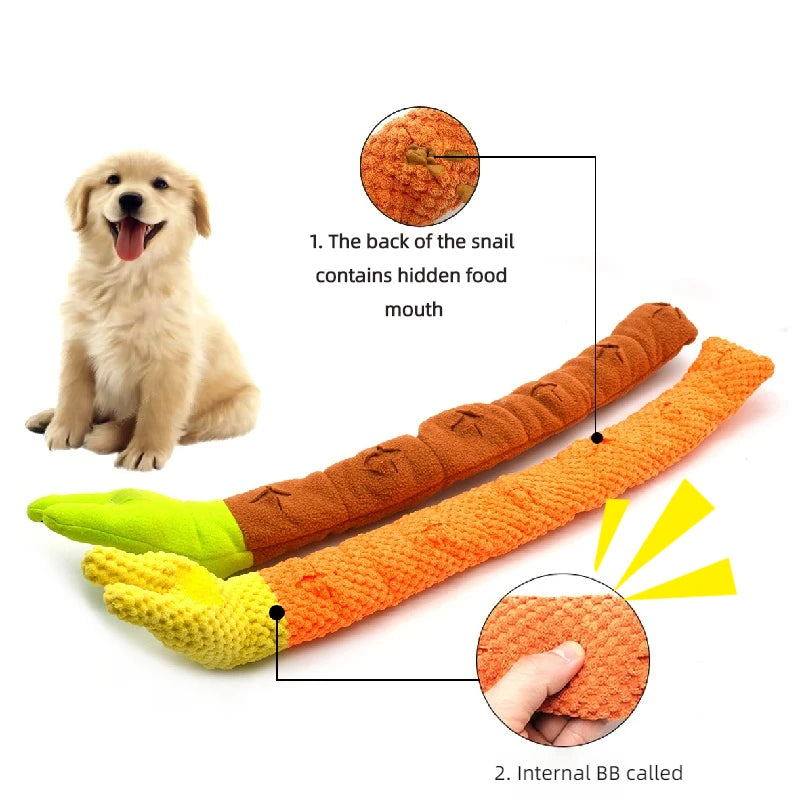 Pluchen snuffelspeeltje voor honden – slakkenvorm 20 cm meerkleurig