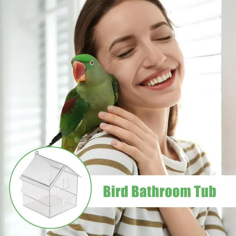 Acryl lekvrij vogelbad met lade – 14,5×14×18,5 cm voor parkieten