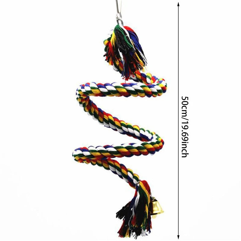 Vogelschommel gevlochten katoen – 50 cm kauwspeeltje voor kooi