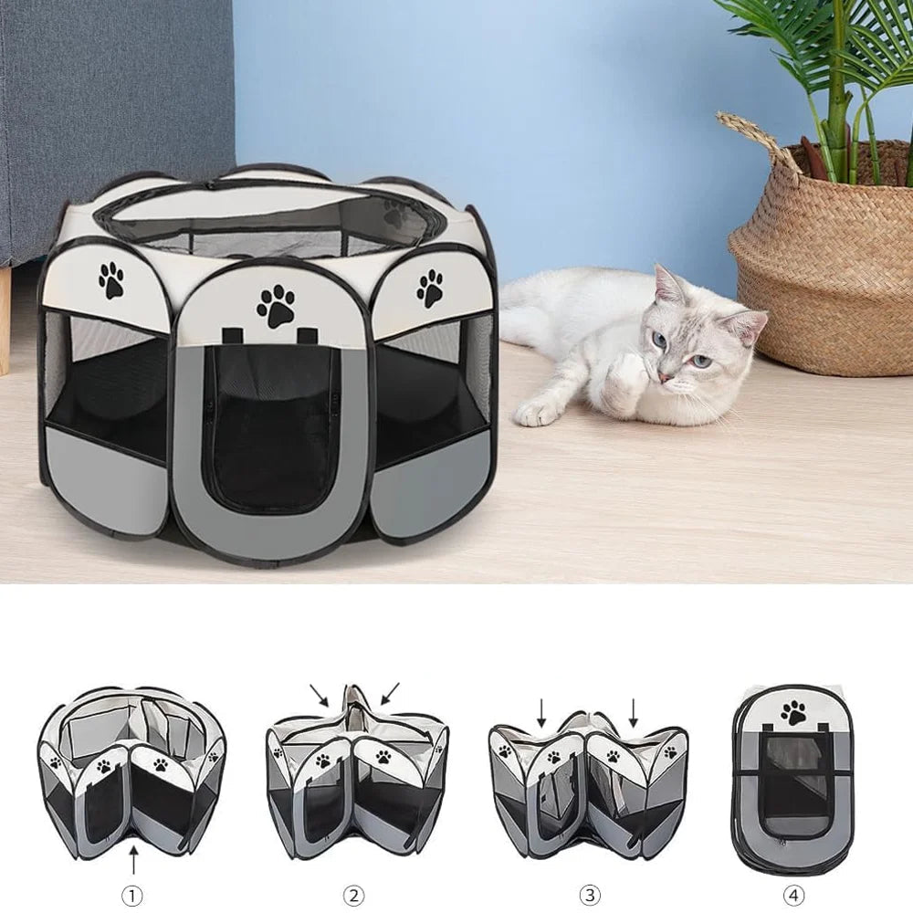 PETSFERA – Opvouwbare Achtzijdige Dierenkooi & Tent