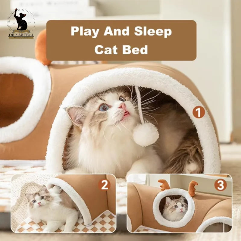 Katten Tunnelbed Pluche 2-in-1 - Met Speelballetjes