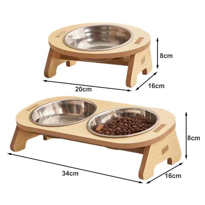 Verhoogde Houten Eetbak voor Katten en Honden – Enkel of Dubbel