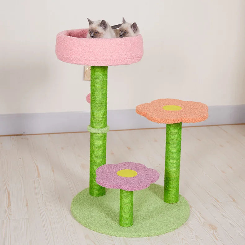 KlimPaws BloomNest Krabpaal met Springplatform en Bloemvormig Kattennest