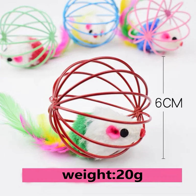 Katten Speelgoed Kooi met Muis – Kleurrijk Plastic