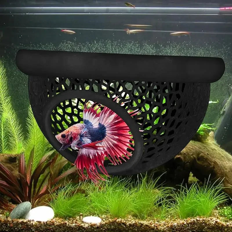 AquaHaven 3-in-1 Drijvende Grottenschuilplaats & Voederring voor Betta’s en Kleine Aquariumdieren