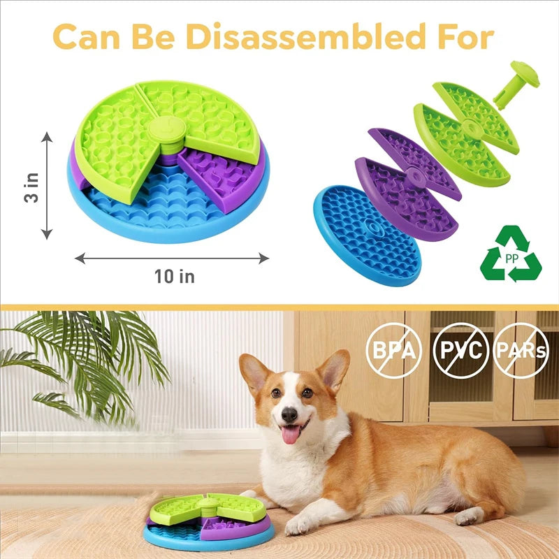 Slow Feeder Hond – 3-Lagen Puzzelbak, Antislip, Blauw/Groen