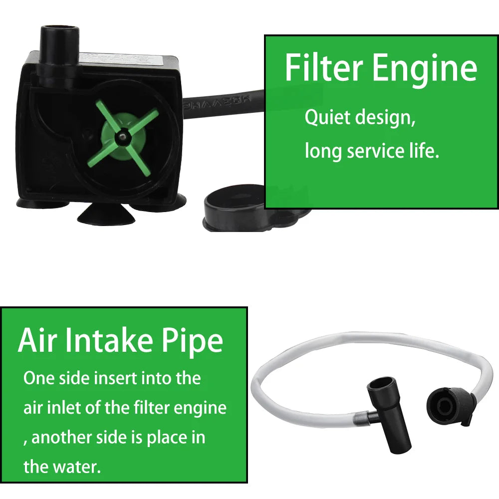 Dompelpomp aquarium 3W–8W stil – filter & zuurstof