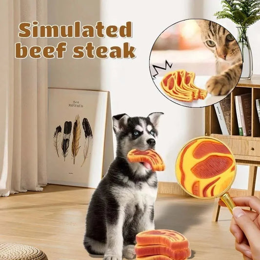 Rubberen kauwspeeltje voor honden – steak design 15 cm met geluid