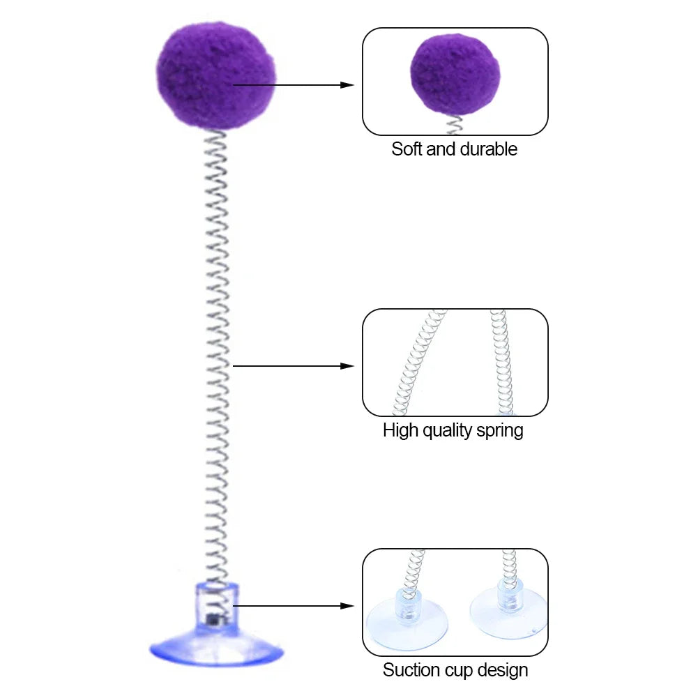Interactief Katten Speelgoed met Veer en Pluizenbal – 17 cm, Metaal