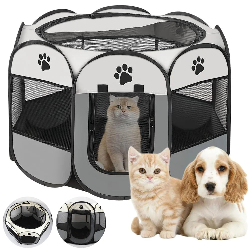 PETSFERA – Opvouwbare Achtzijdige Dierenkooi & Tent