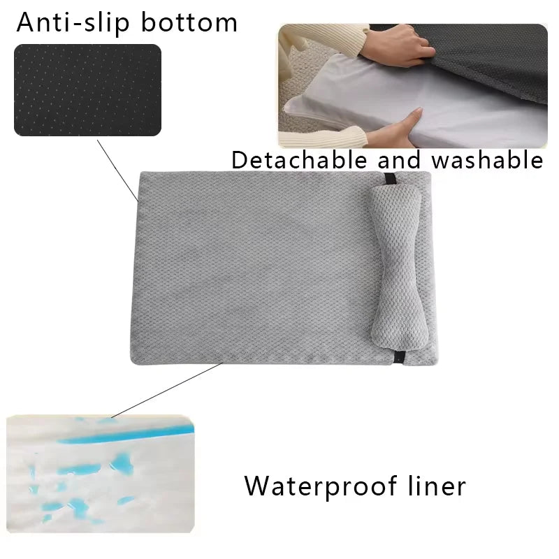 Pluizige Wasbare Hondenmat met Hoofdkussen – Comfort voor Alle Maten