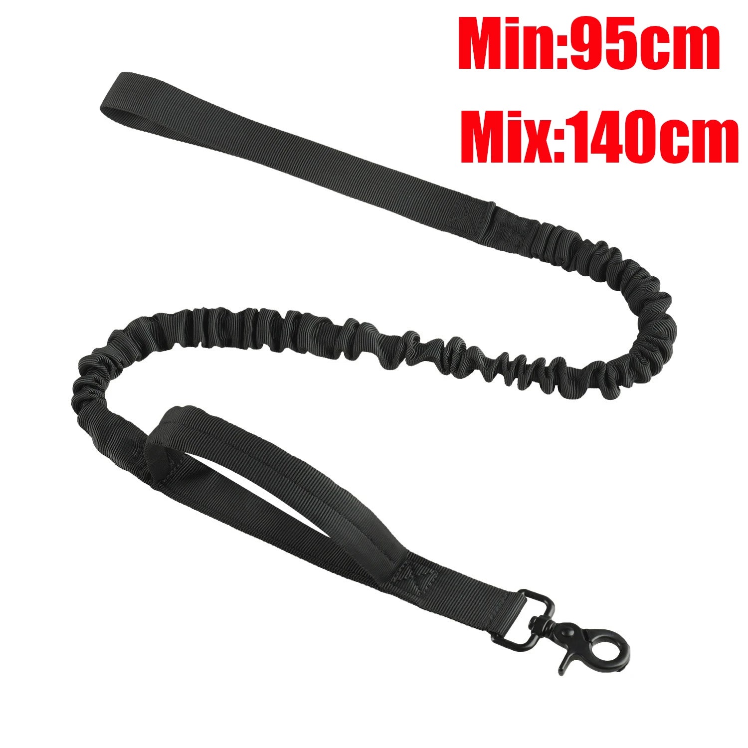 Reflecterende Bungee Hondenriem Nylon  – Voor Grote Honden Zwart
