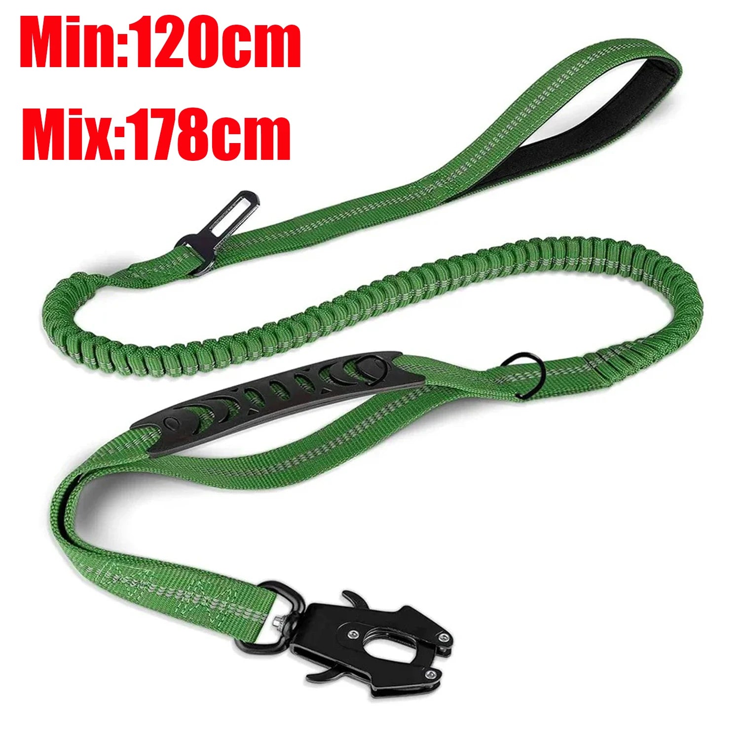 Reflecterende Bungee Hondenriem Nylon  – Voor Grote Honden Zwart