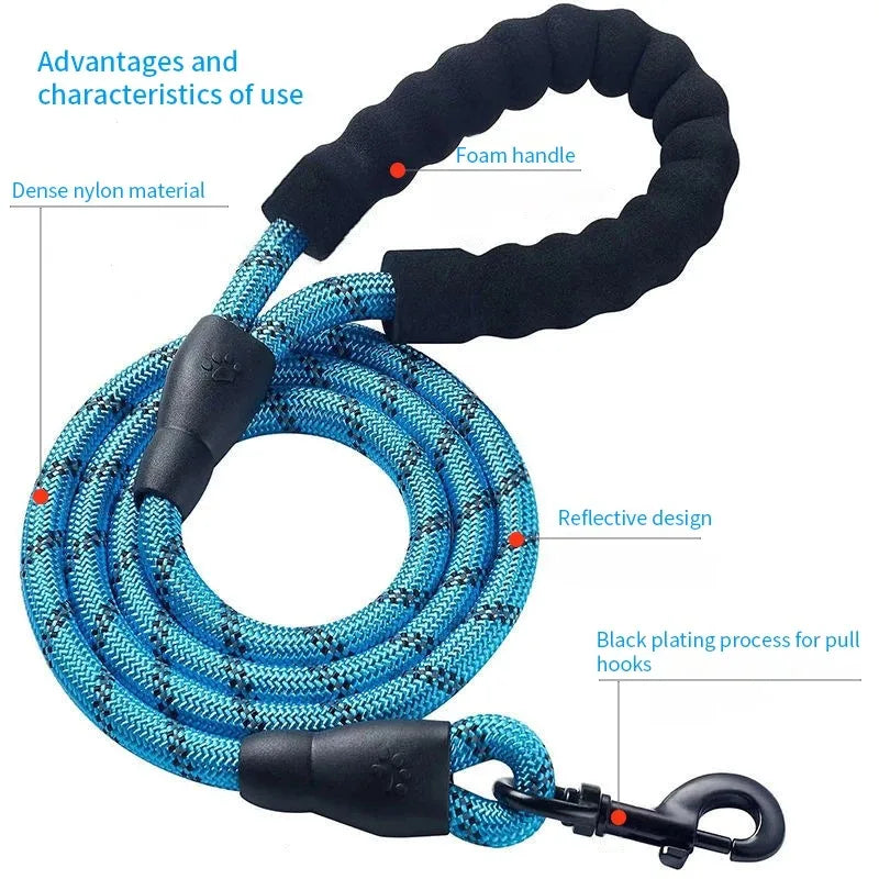 Reflecterende Nylon Hondenriem 150cm – Comfort & Zichtbaarheid