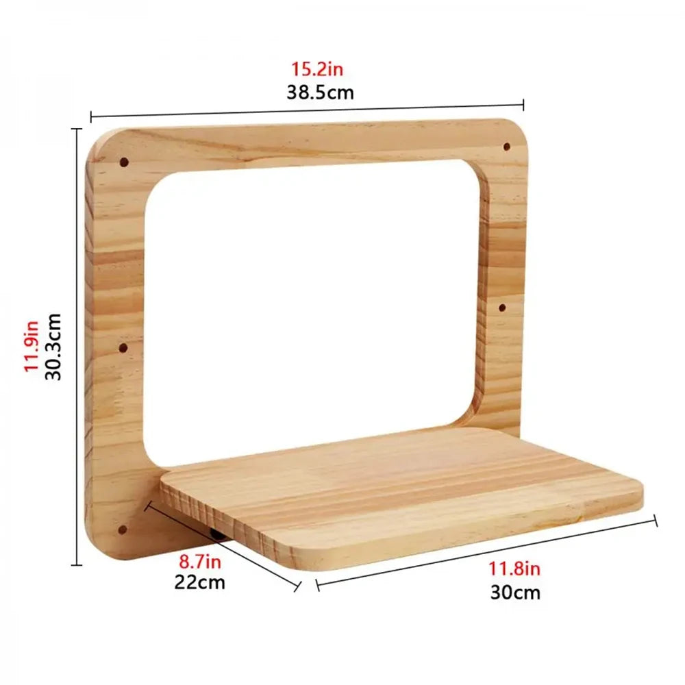 Wandmontage Kattenklimrek Hout – met Krabgedeelte & Nest