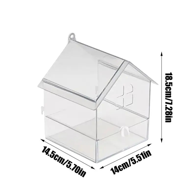 Acryl lekvrij vogelbad met lade – 14,5×14×18,5 cm voor parkieten