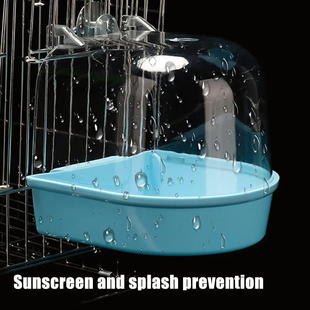 Hangend vogelbad kunststof transparant 13,5×13,5×12,6 cm voor kooi