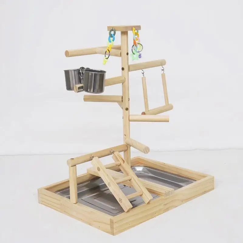 Houten parkieten speeltuin met schommel en ladder – 38×29×47 cm