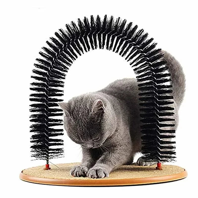 Katten Speelboog met Verzorgingsborstel – Zwart, PP & Krabmat