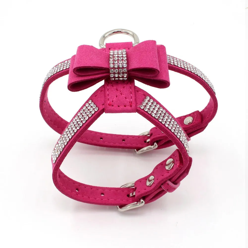 VelvetBow Luxe Honden- & Kattenharnas met Strass Vlinderstrik
