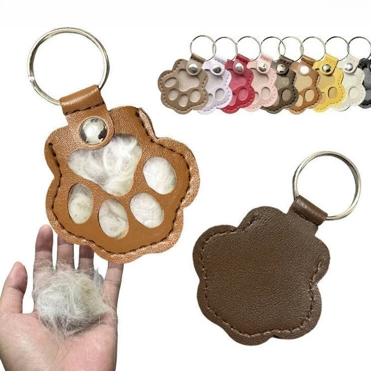 MemoryPaw – Leren Herdenkings Sleutelhanger met Haarlok Houder