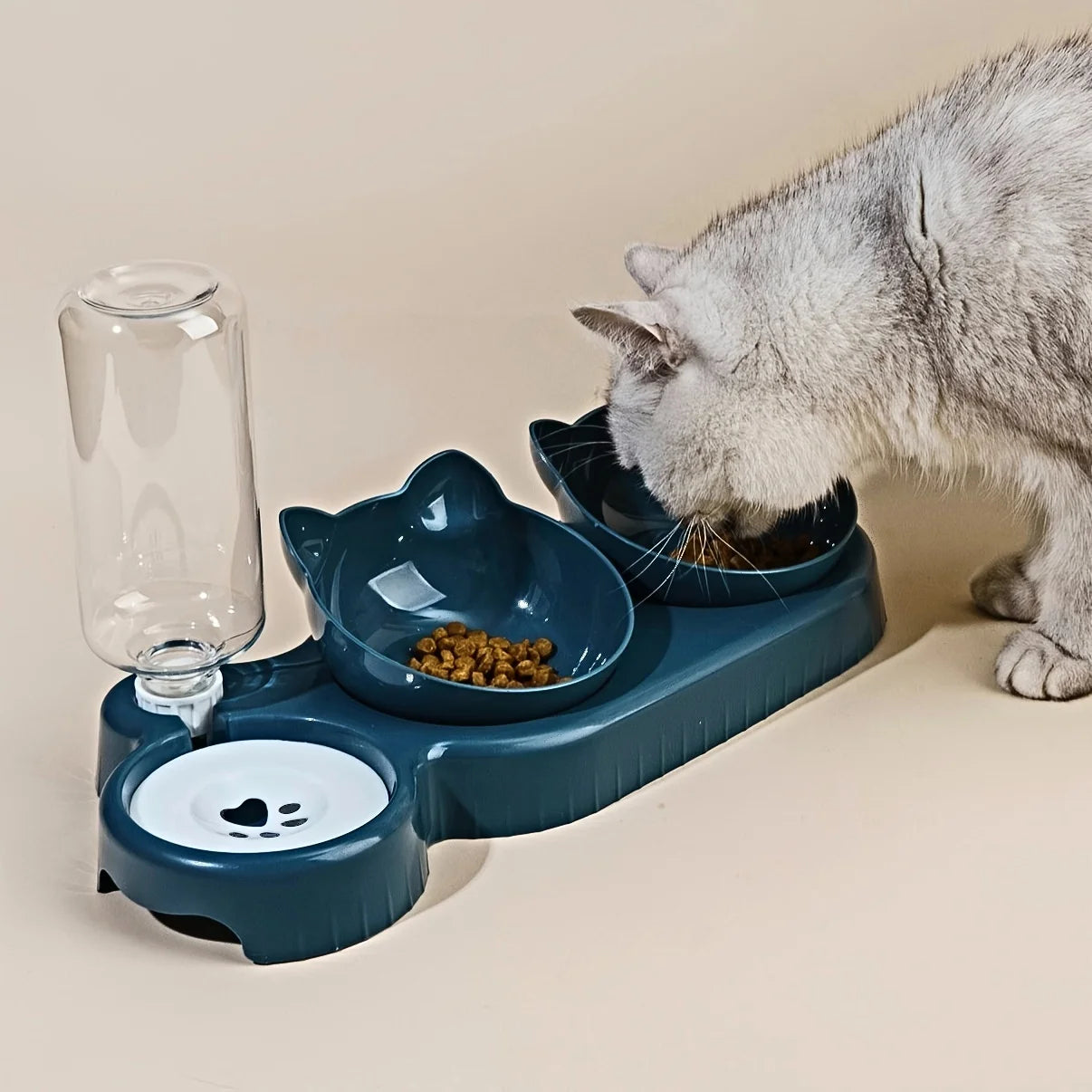 Drink & Eat 3-in-1 Kattenvoerbak Set met Waterdispenser