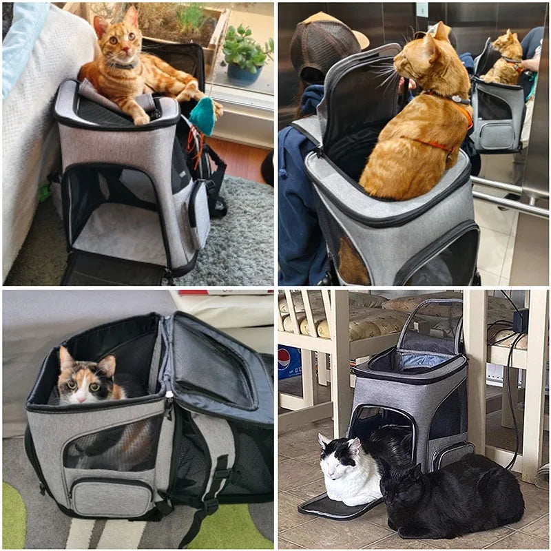 Ademende Katten Reisdraagrugzak – Nylon, Uitbreidbaar, 6,5 kg