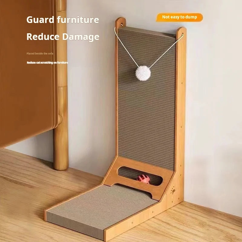 Krabmeubel Kat Golfkarton – Houten Krabpaal 40x25cm Natuurlijk