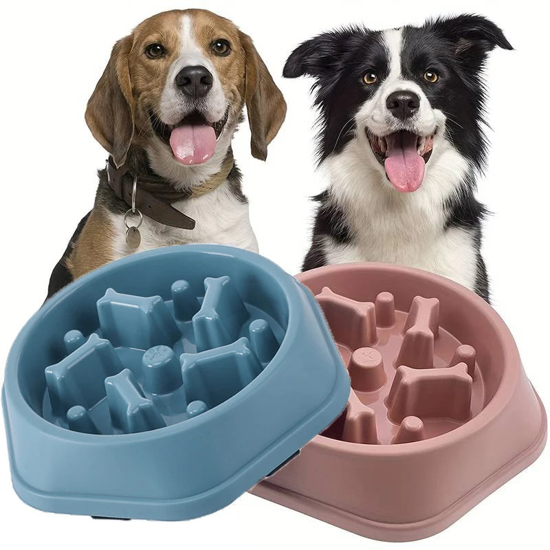 Slow Feeder Hondenbak – Anti-Schrok, BPA-vrij Plastic, Ø20cm Blauw